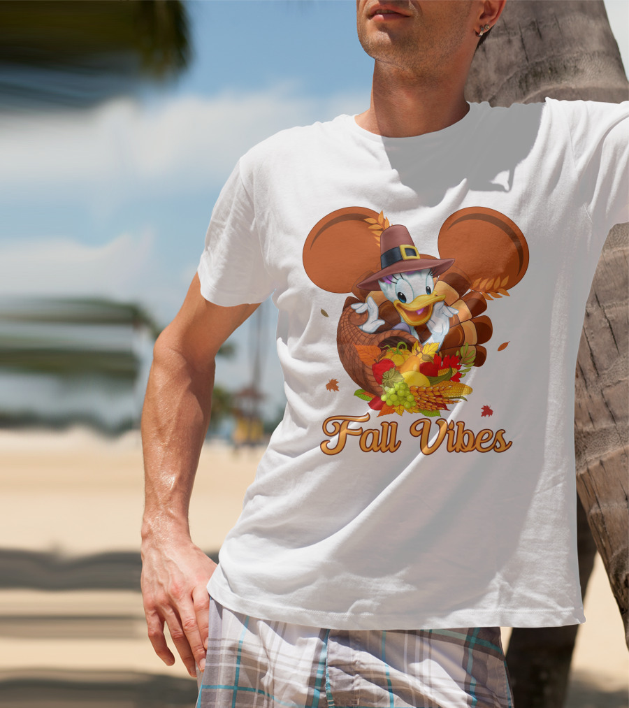 Fall Vibes Daisy Duck Cornucopia Thanksgiving T-Shirt