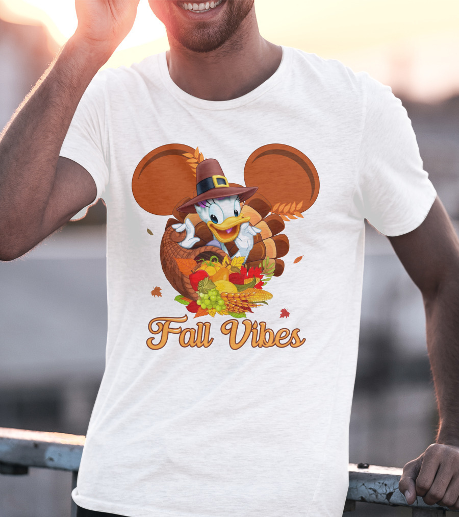 Fall Vibes Daisy Duck Cornucopia Thanksgiving T-Shirt
