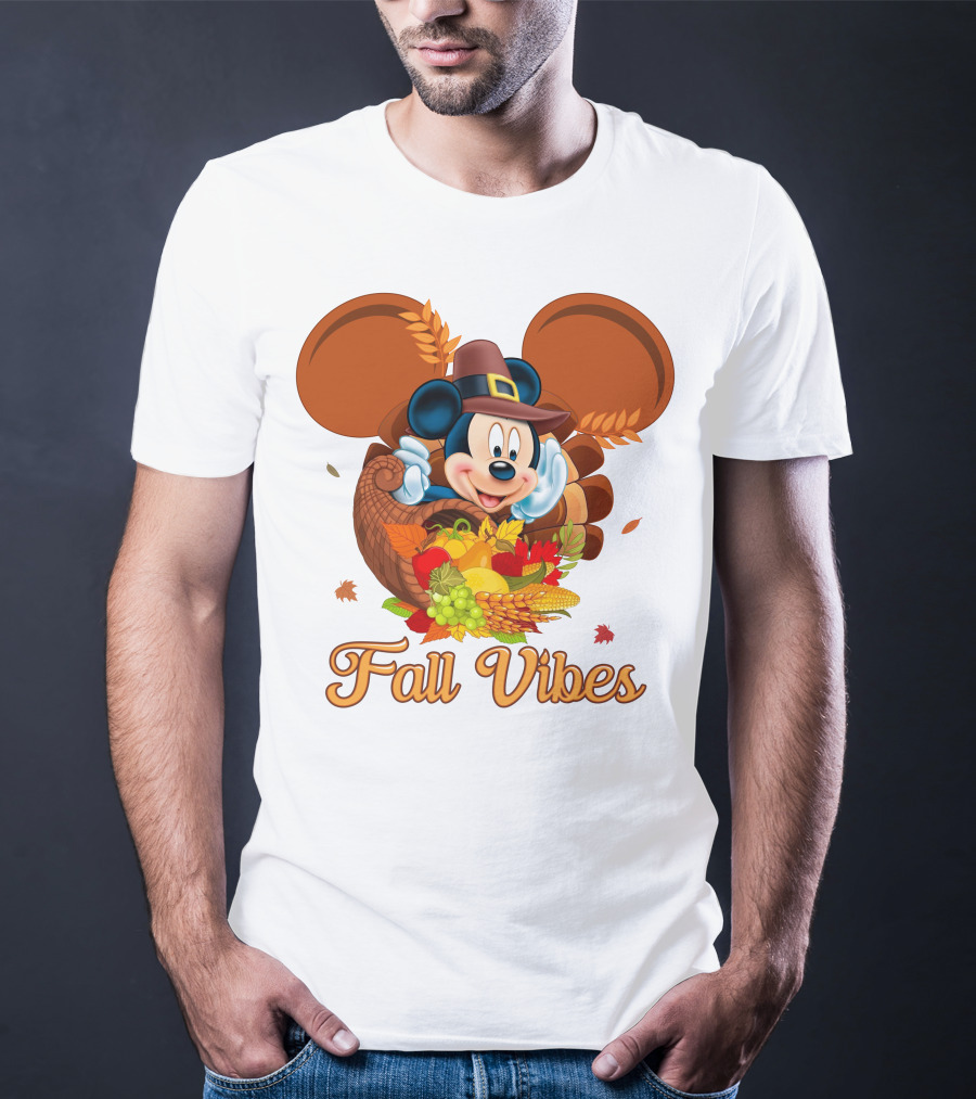 Mickey Mouse Fall Vibes Cornucopia Harvest Hat T-Shirt