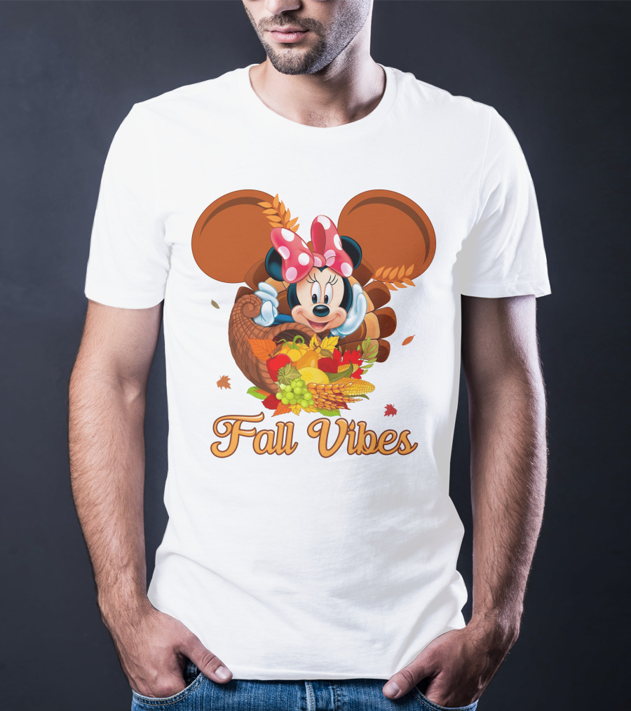 Minnie Fall Vibes Cornucopia Harvest Theme T-Shirt
