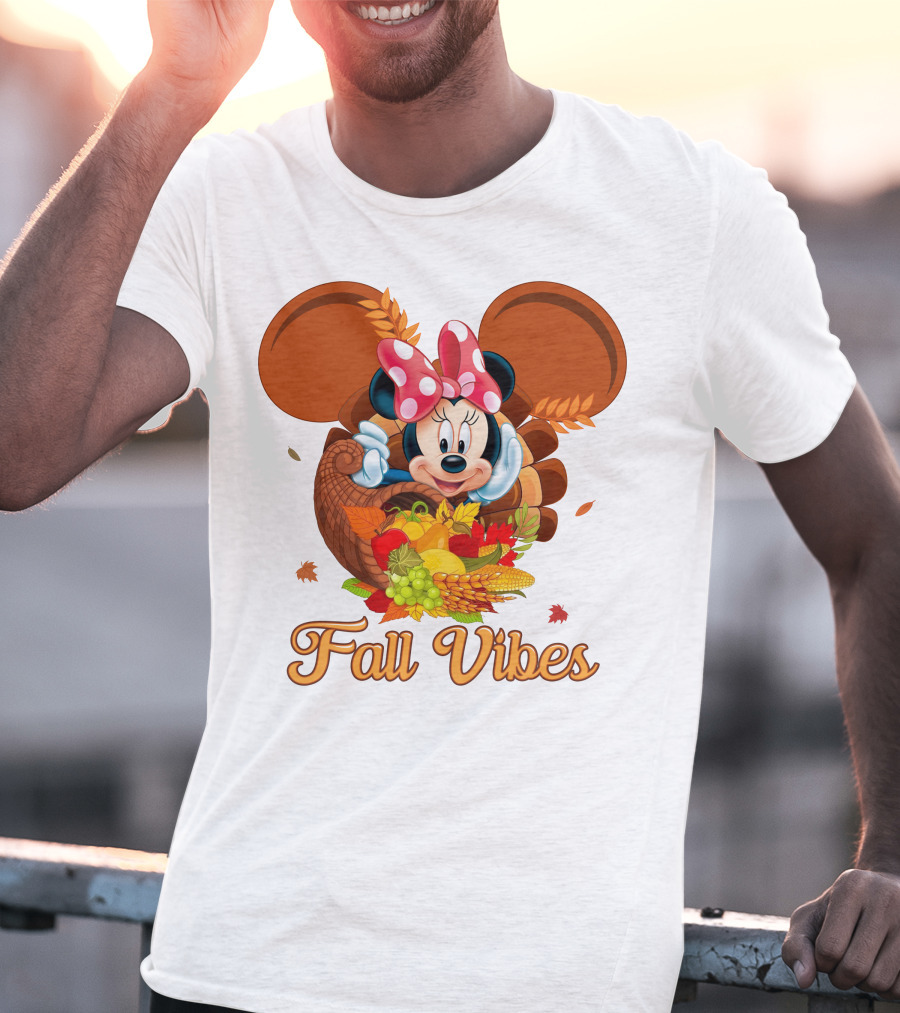 Minnie Fall Vibes Cornucopia Harvest Theme T-Shirt