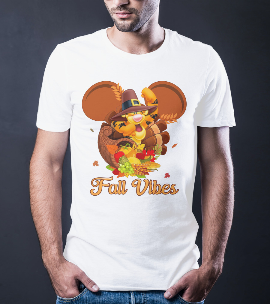 Tigger Fall Vibes Cornucopia Thanksgiving Mickey Ears T-Shirt