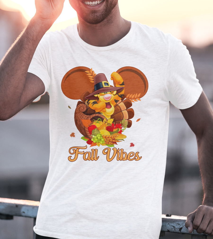 Tigger Fall Vibes Cornucopia Thanksgiving Mickey Ears T-Shirt