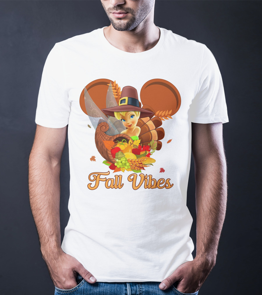 Tinkerbell Fall Vibes Cornucopia Thanksgiving Disney T-Shirt