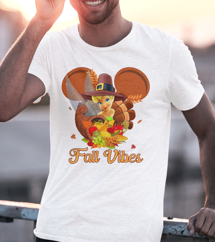 Tinkerbell Fall Vibes Cornucopia Thanksgiving Disney T-Shirt