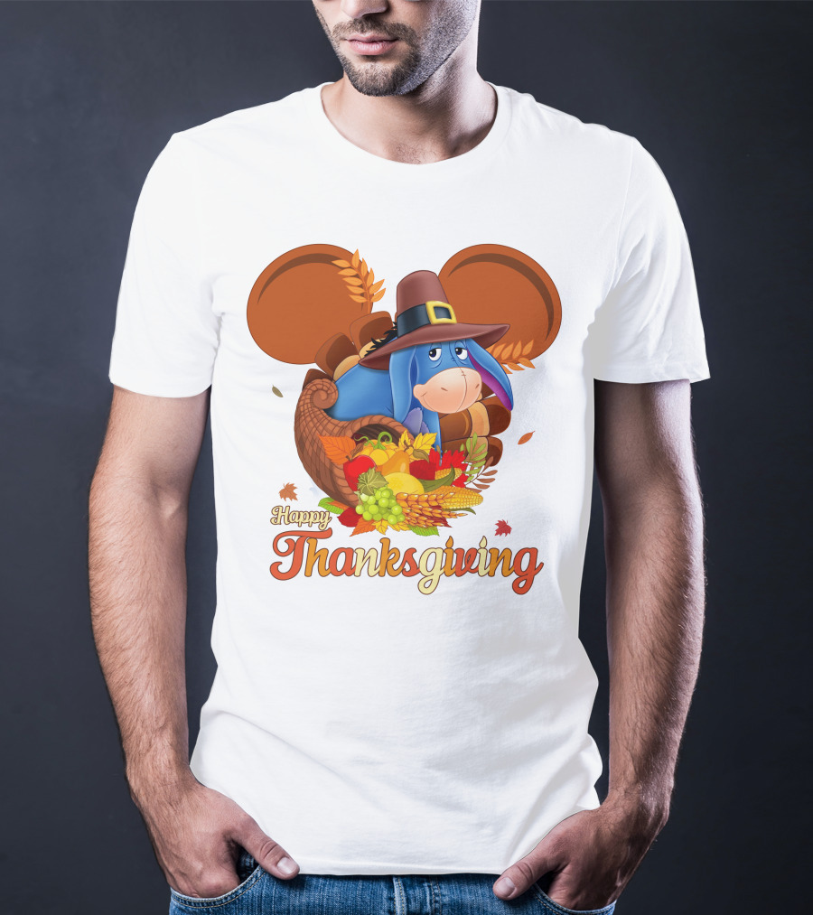 Happy Thanksgiving Eeyore Cornucopia Holiday Celebration T-Shirt