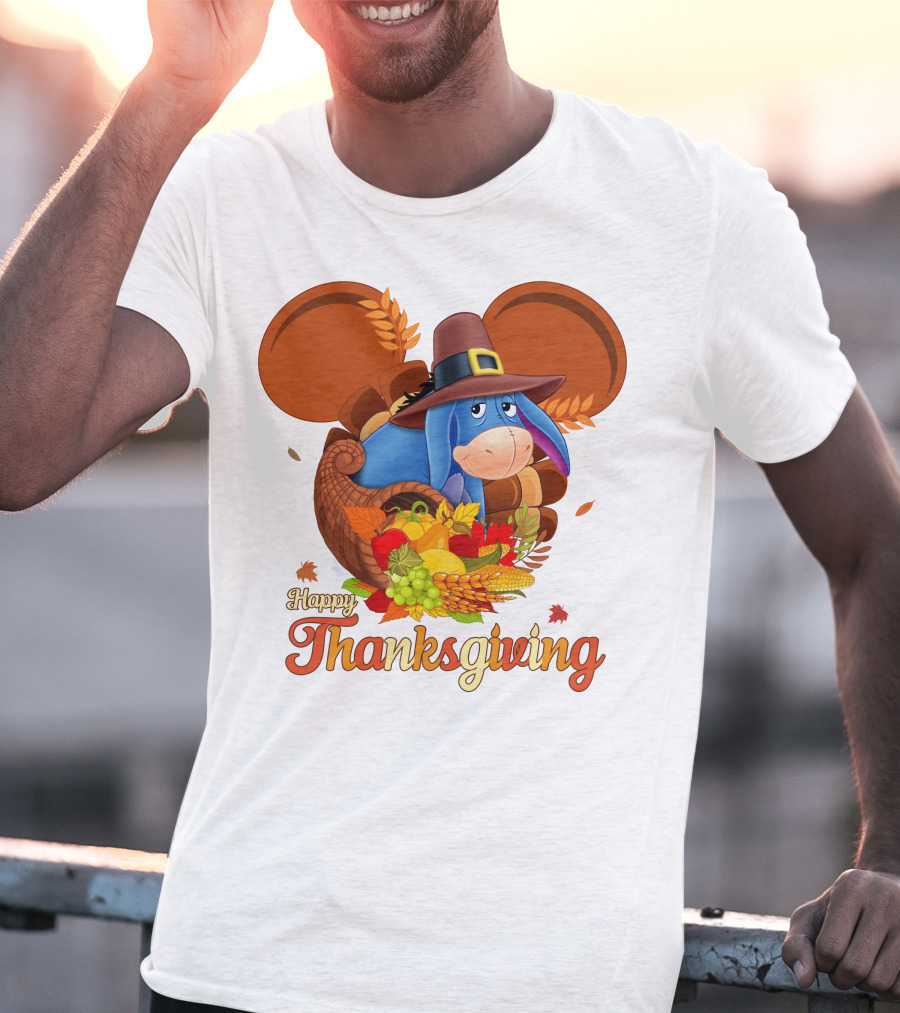Happy Thanksgiving Eeyore Cornucopia Holiday Celebration T-Shirt