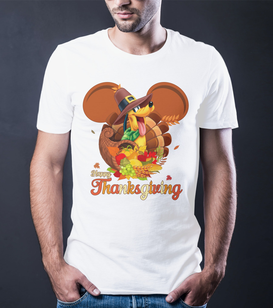 Pluto Happy Thanksgiving Cornucopia Hat And Autumn Harvest T-Shirt