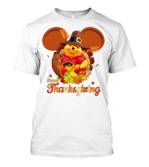 Happy Thanksgiving Pooh Cornucopia T-Shirt