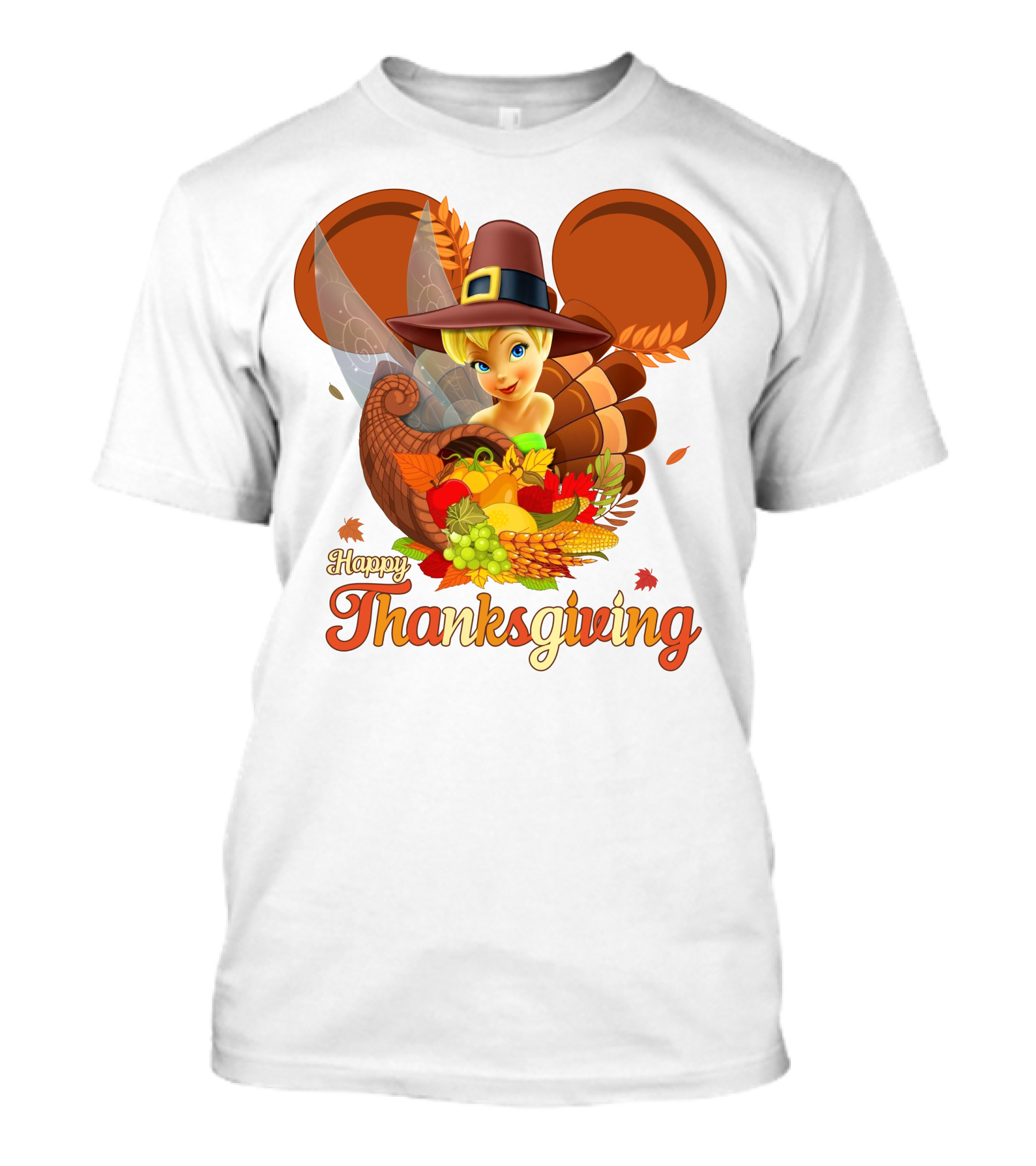Happy Thanksgiving Tinker Bell Cornucopia Hat T-Shirt