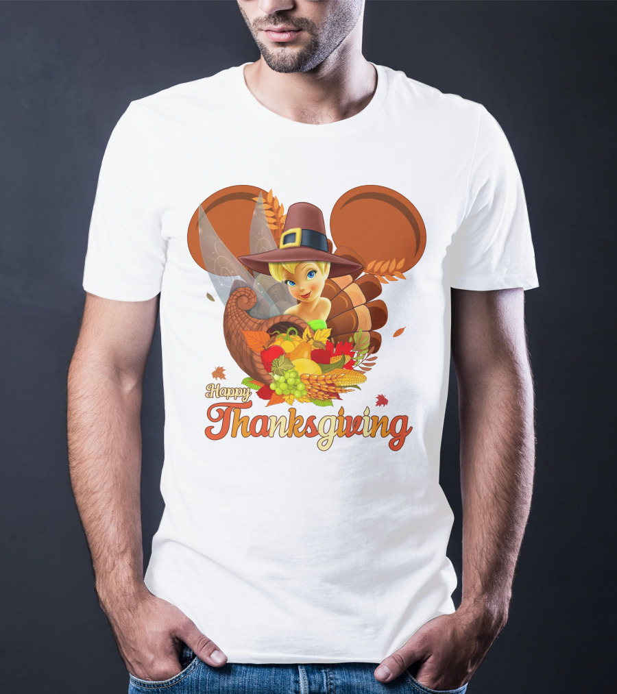 Happy Thanksgiving Tinker Bell Cornucopia Hat T-Shirt