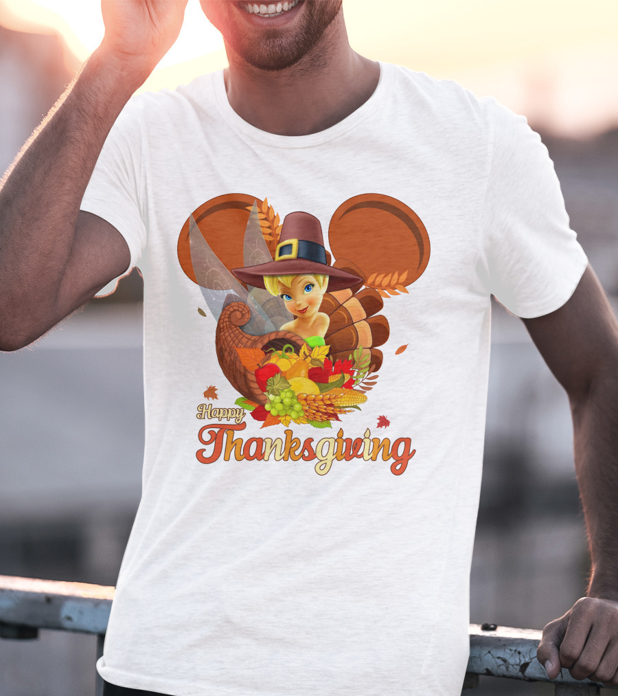 Happy Thanksgiving Tinker Bell Cornucopia Hat T-Shirt