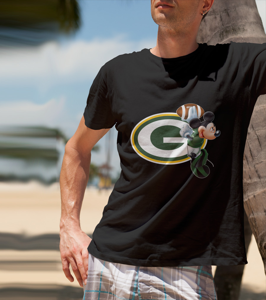 Mickey Mouse Green Bay Packers Football T-Shirt