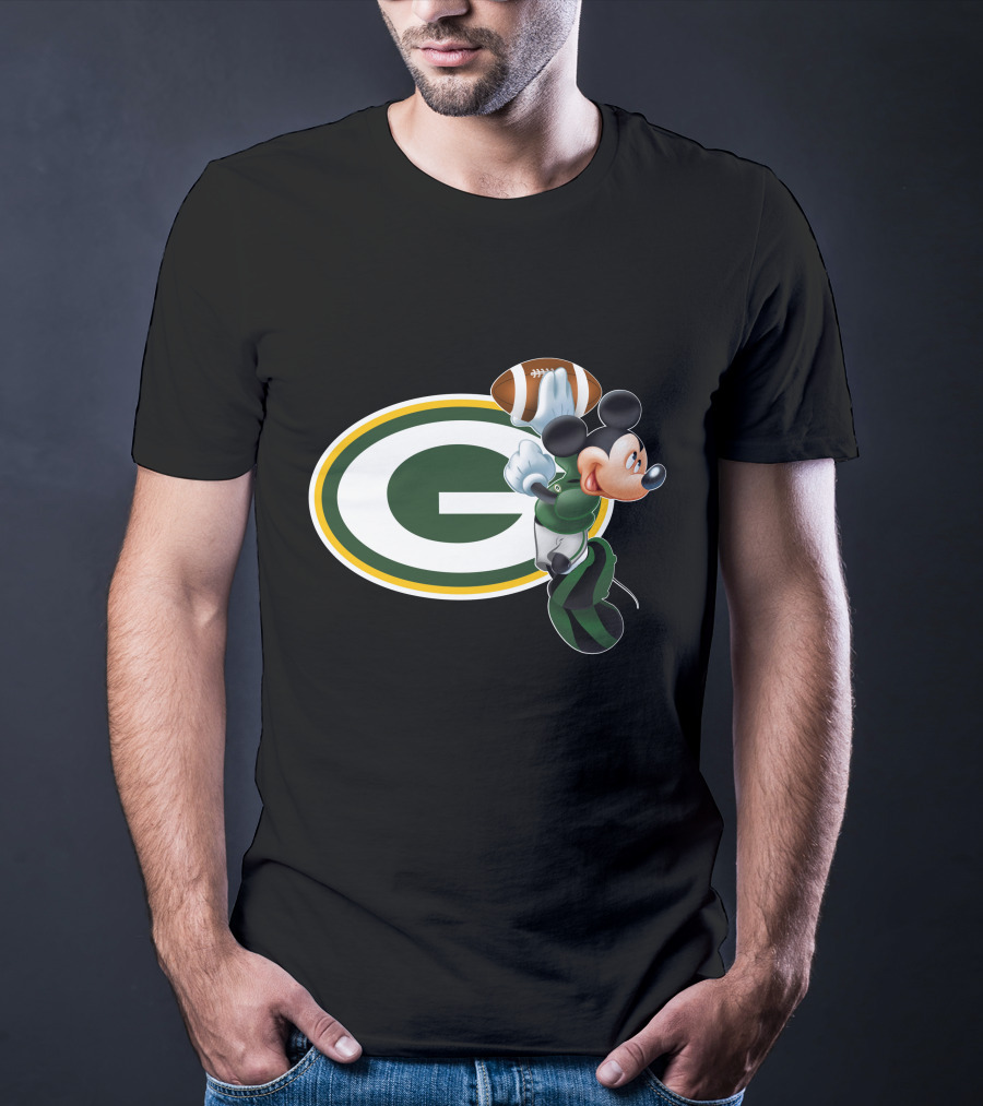 Mickey Mouse Green Bay Packers Football T-Shirt