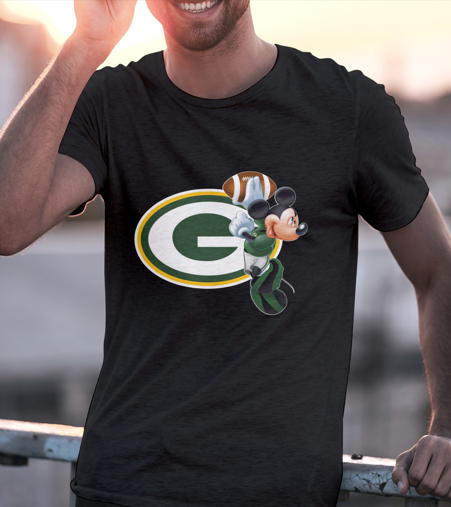 Mickey Mouse Green Bay Packers Football T-Shirt