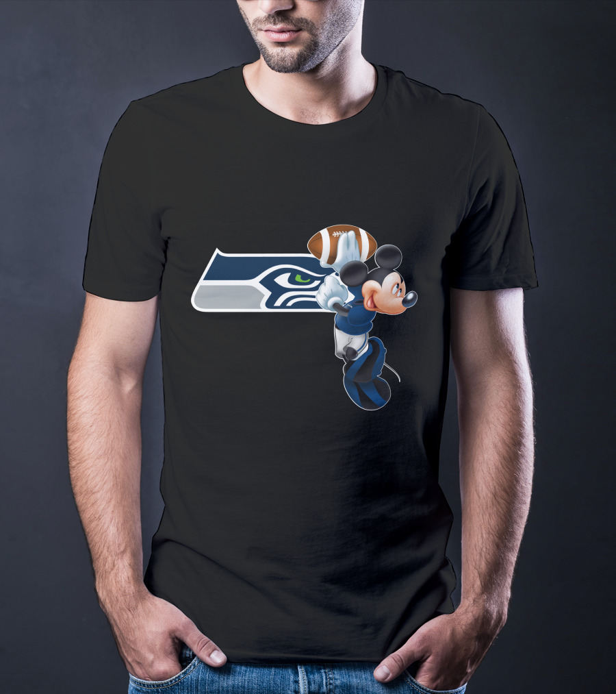 Seattle Seahawks Mickey Football Jump T-Shirt