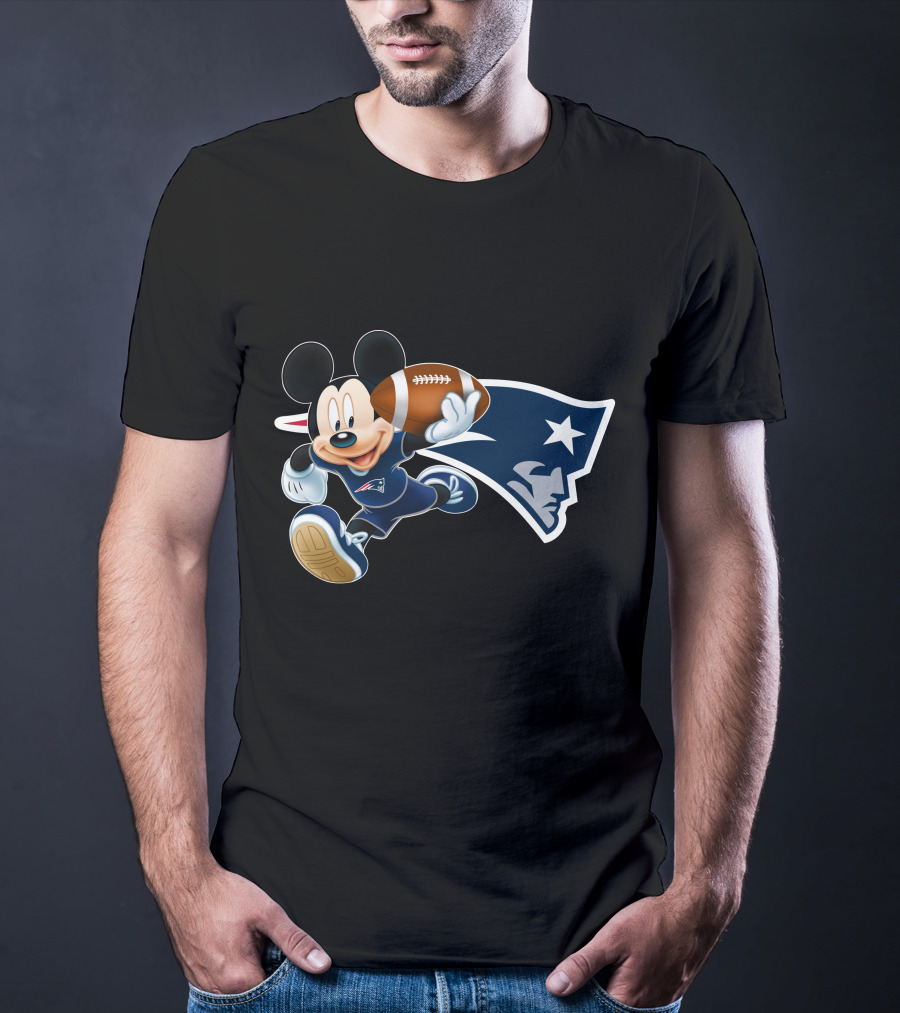 Mickey Mouse New England Patriots Football Character T-Shirt