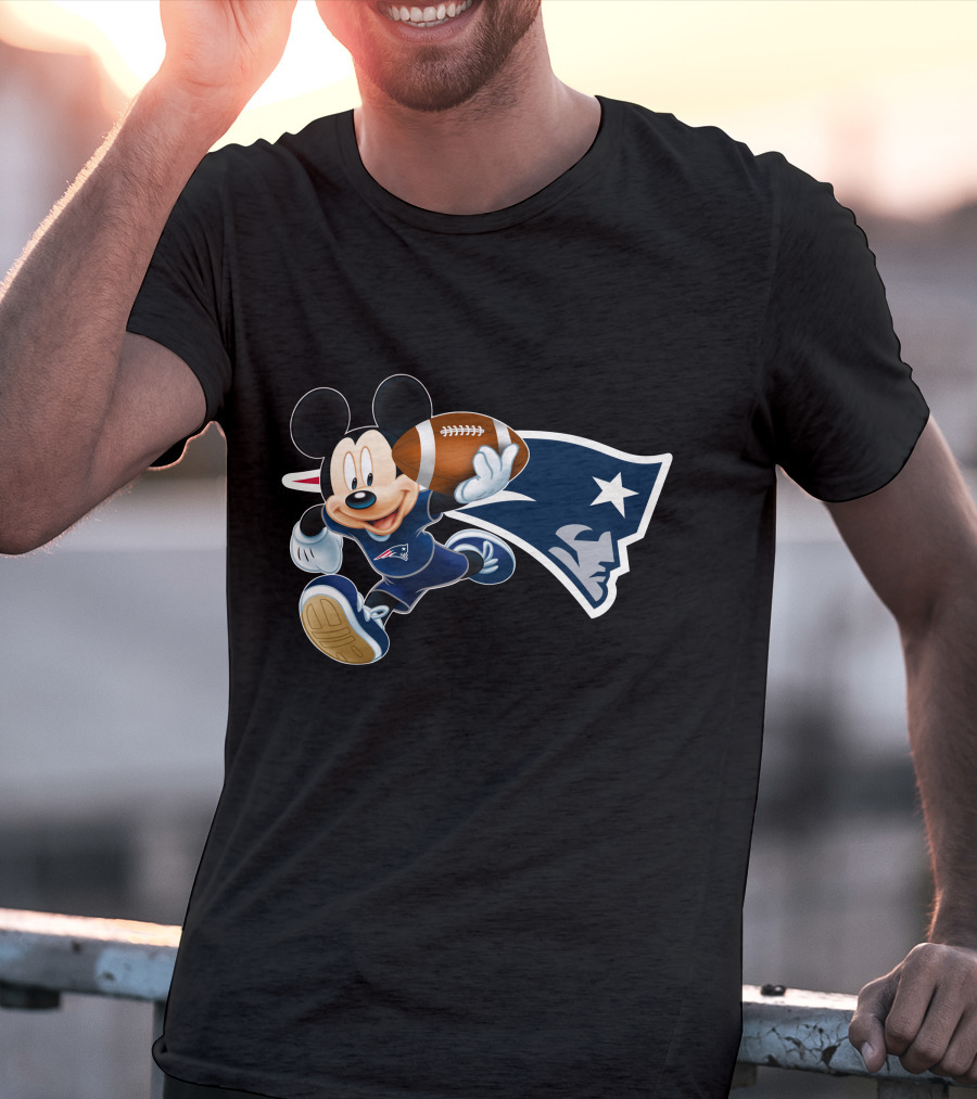 Mickey Mouse New England Patriots Football Character T-Shirt