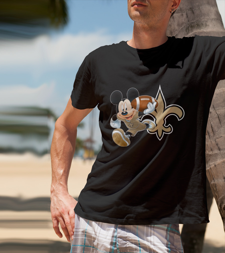 Mickey Nos New Orleans Saints Football Fleur-De-Lis T-Shirt