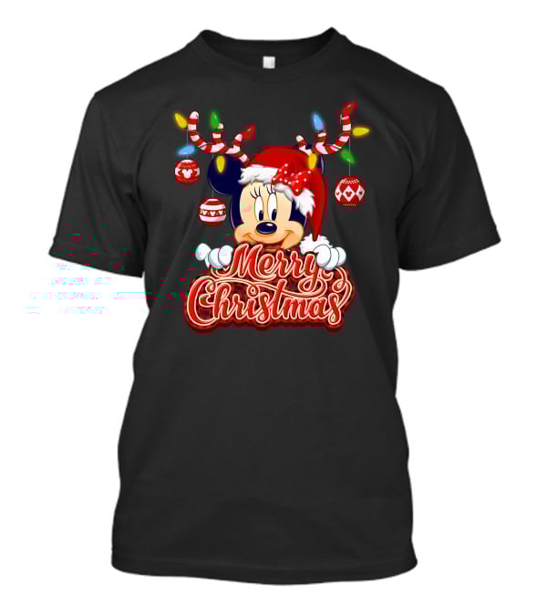 Minnie Mouse Merry Christmas Holiday Lights And Ornaments T-Shirt