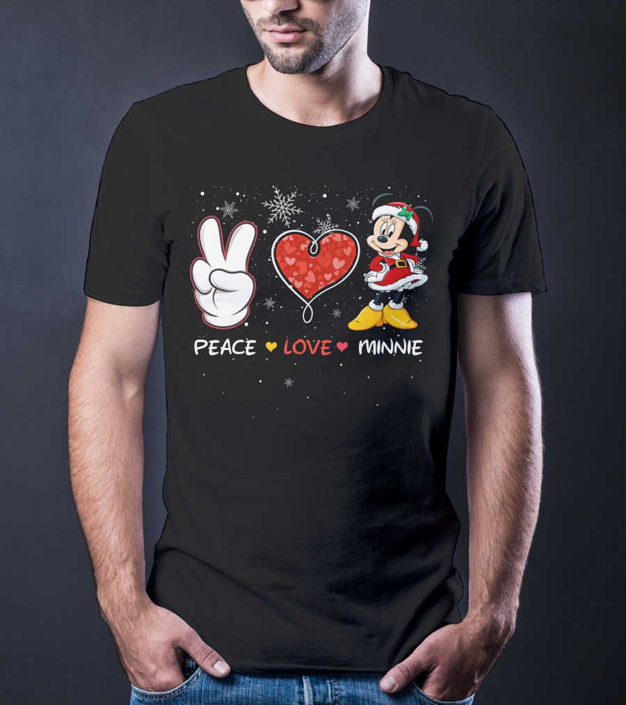 Peace Love Minnie Christmas Holiday Theme T-Shirt