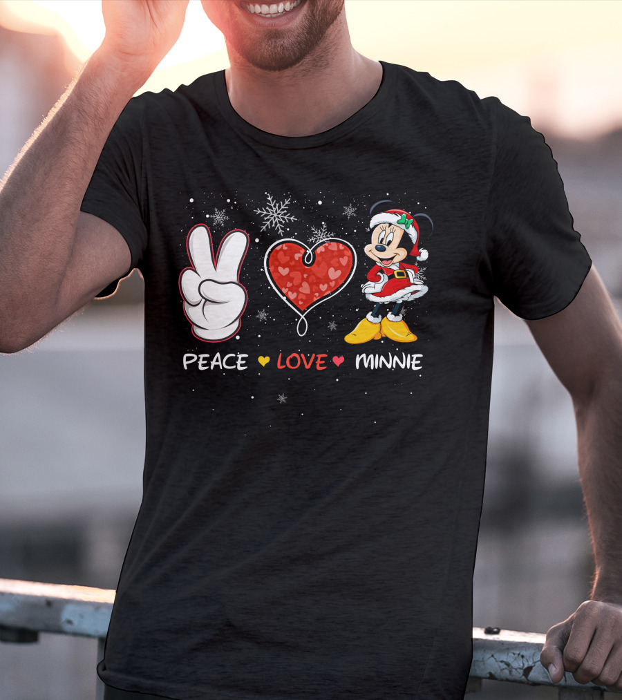 Peace Love Minnie Christmas Holiday Theme T-Shirt