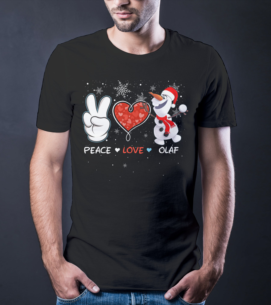 Peace Love Olaf Snowman Winter Holiday Theme T-Shirt