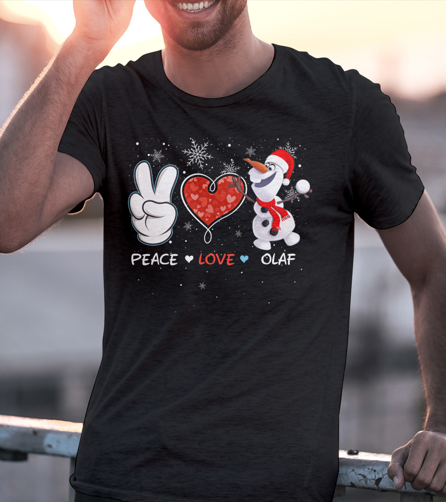 Peace Love Olaf Snowman Winter Holiday Theme T-Shirt