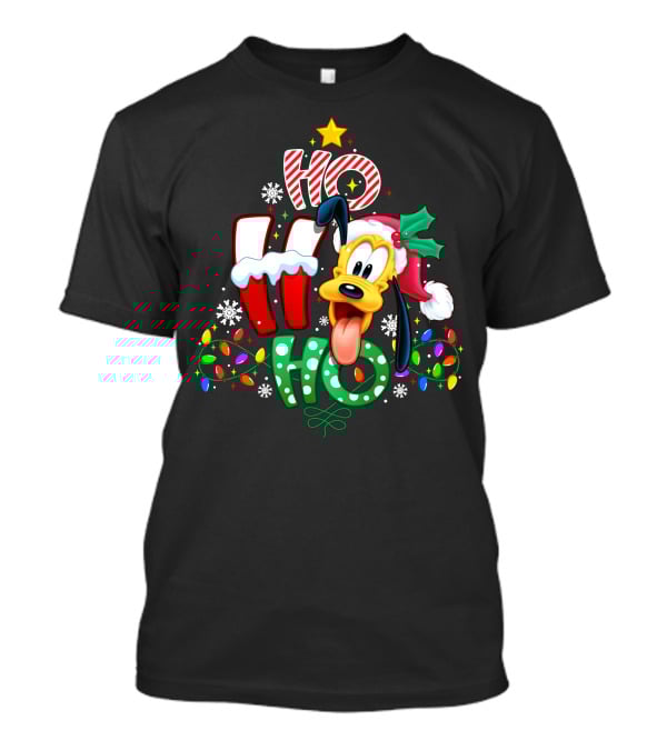 Ho Ho Ho Pluto Christmas Lights And Snowflakes T-Shirt