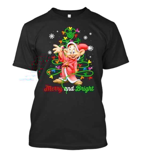 Merry And Bright Dopey Christmas Magic Tree Snowflakes T-Shirt