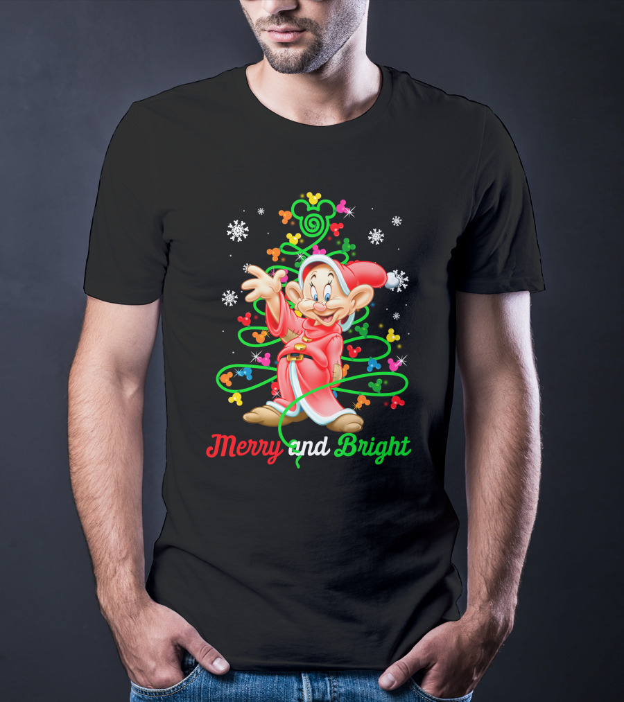 Merry And Bright Dopey Christmas Magic Tree Snowflakes T-Shirt