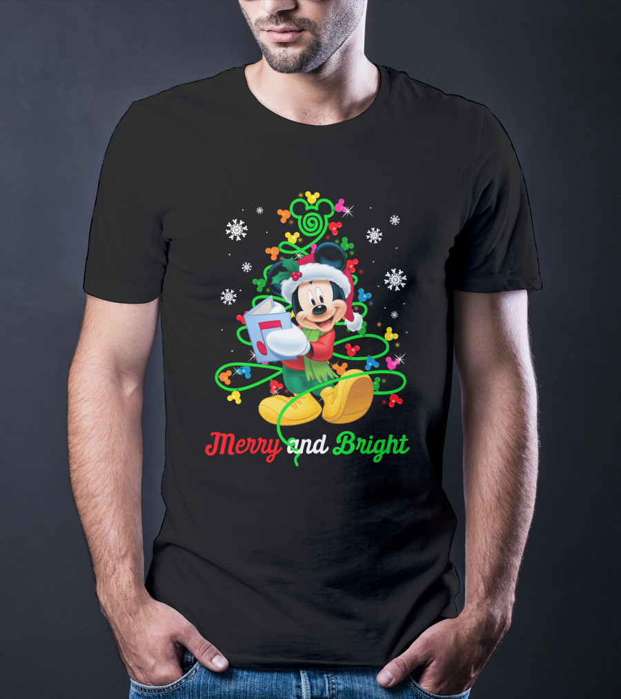 Mickey Mouse Merry And Bright Christmas Holiday Magic T-Shirt