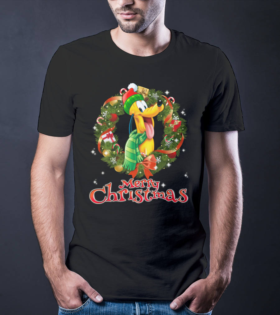 Merry Christmas Pluto Wreath Holiday Celebration T-Shirt