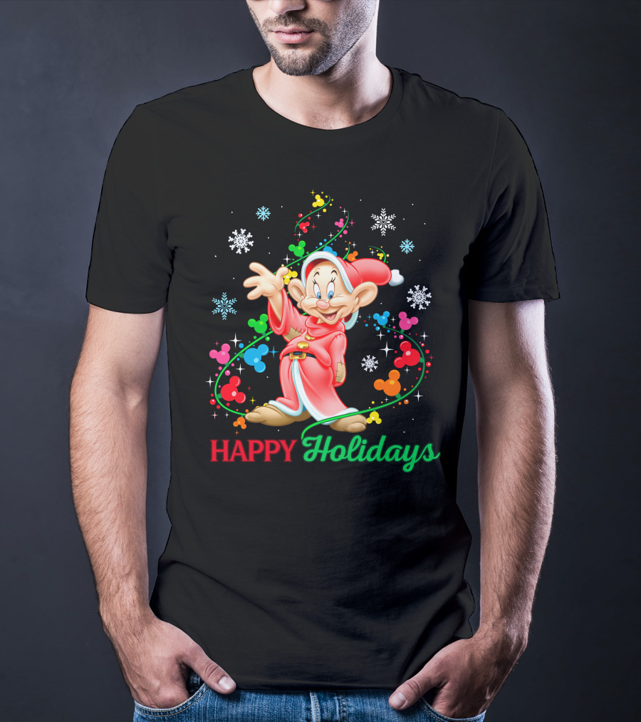 Happy Holidays Dopey Disney Snow White Christmas Magic T-Shirt