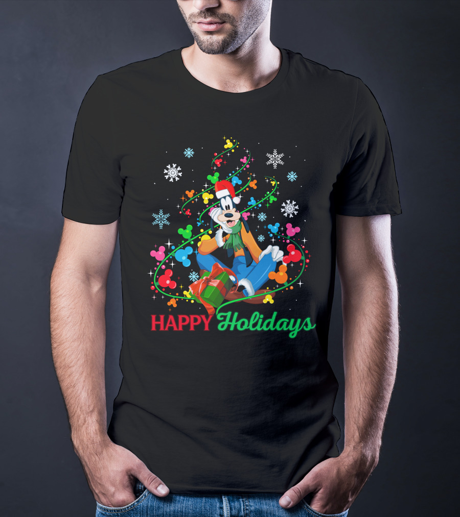 Happy Holidays Goofy Christmas Tree And Presents T-Shirt