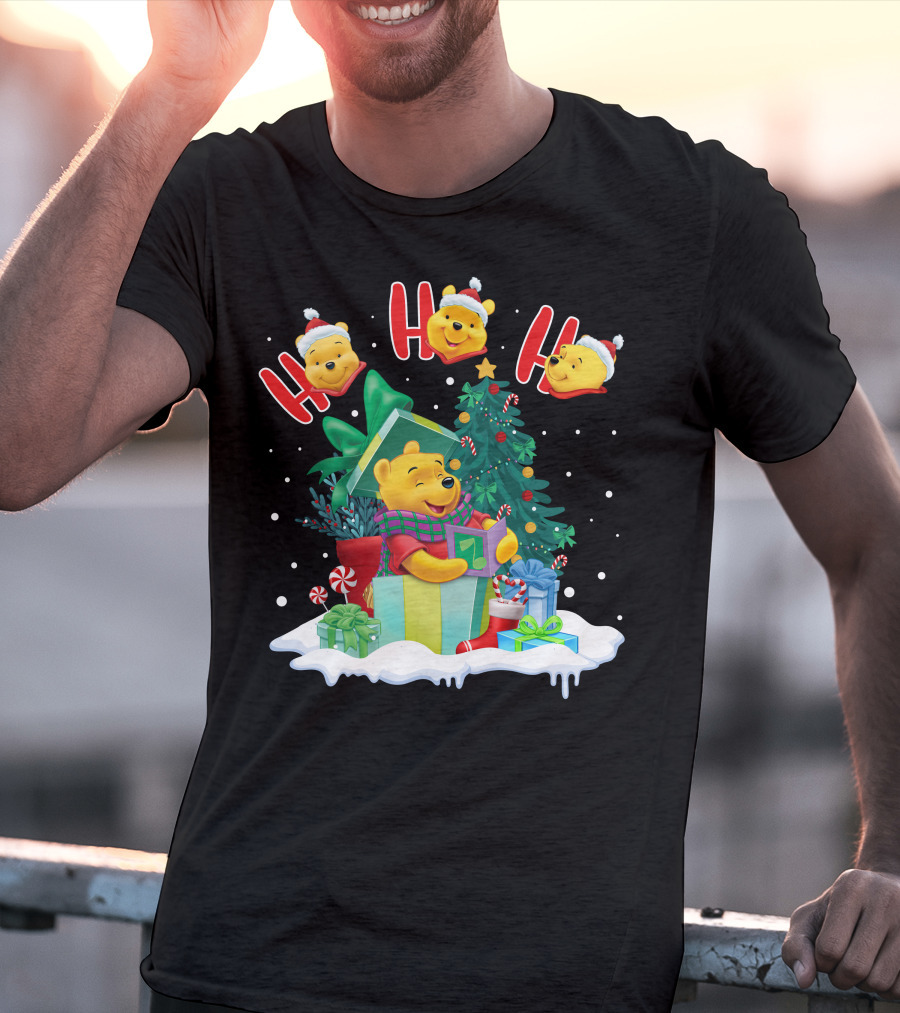 Ho Ho Ho Winnie The Pooh Christmas Presents And Tree T-Shirt