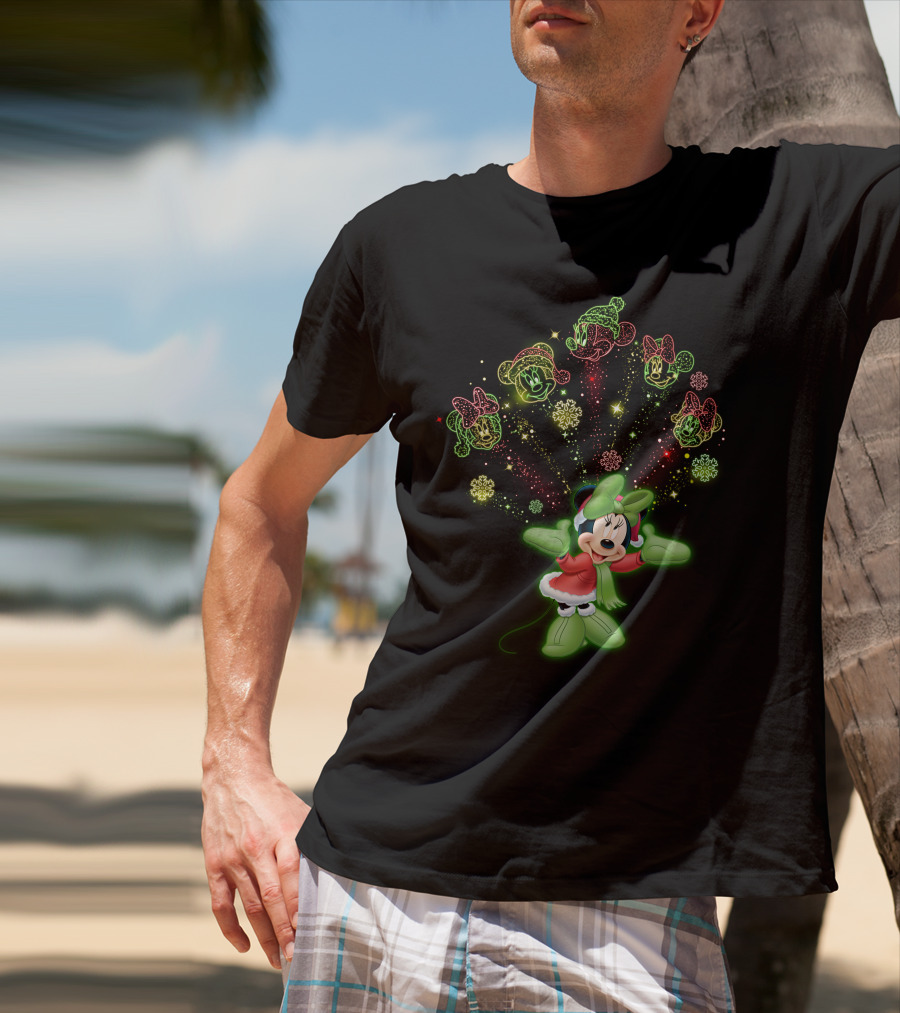 Minnie Festive Holiday Magic With Sparkling Snowflakes And Cheerful Expressions T-Shirt