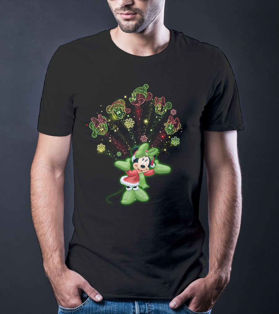 Minnie Festive Holiday Magic With Sparkling Snowflakes And Cheerful Expressions T-Shirt