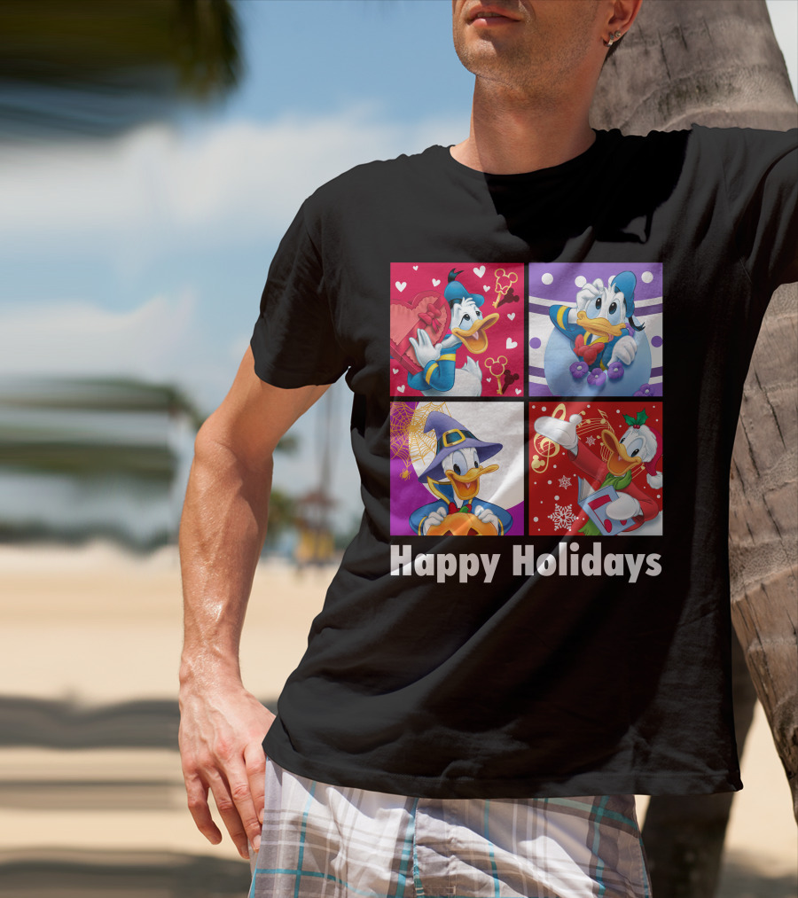 Happy Holidays Donald Duck Seasonal Cheer T-Shirt