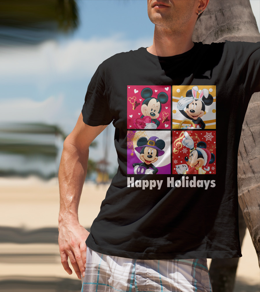 Happy Holidays Mickey Mouse Seasonal Quartet T-Shirt