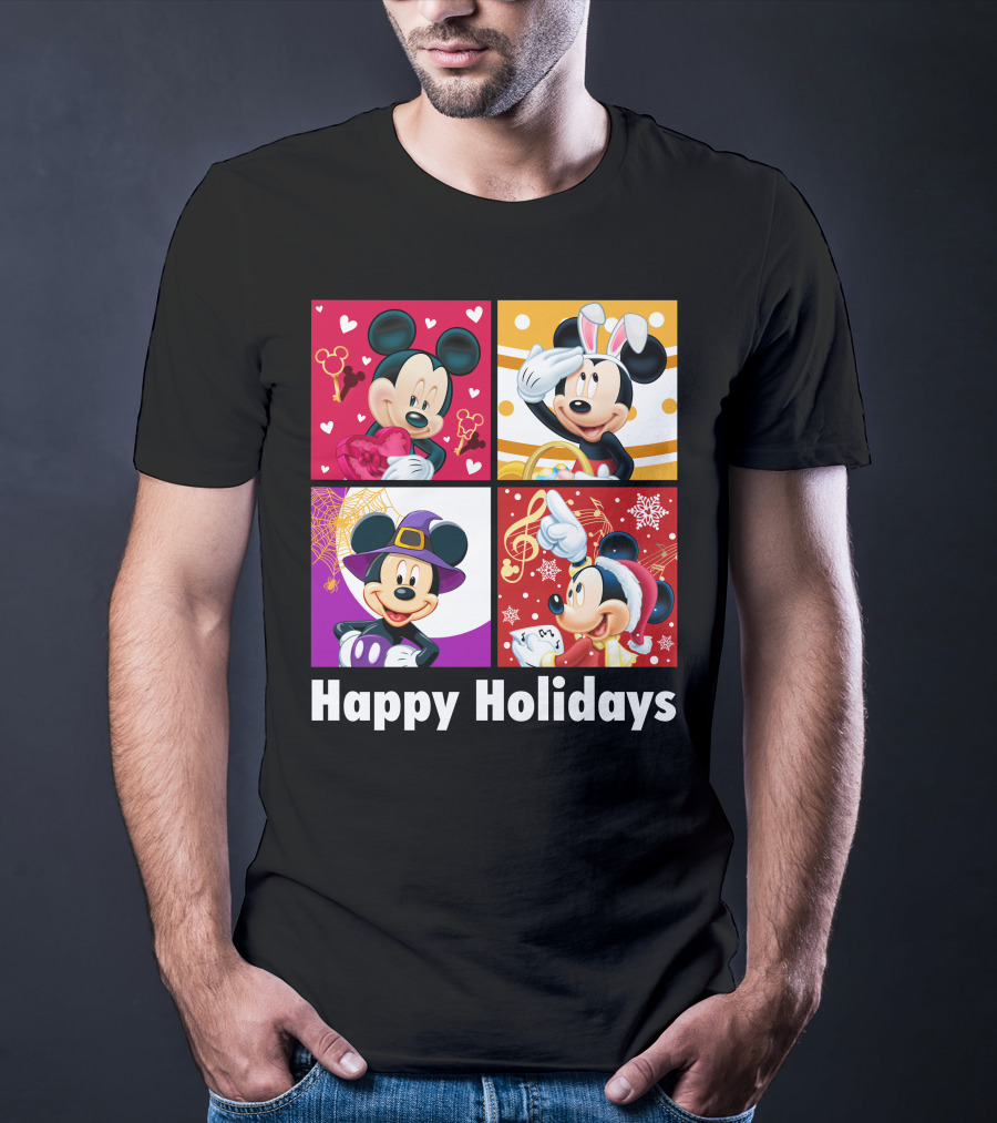 Happy Holidays Mickey Mouse Seasonal Quartet T-Shirt