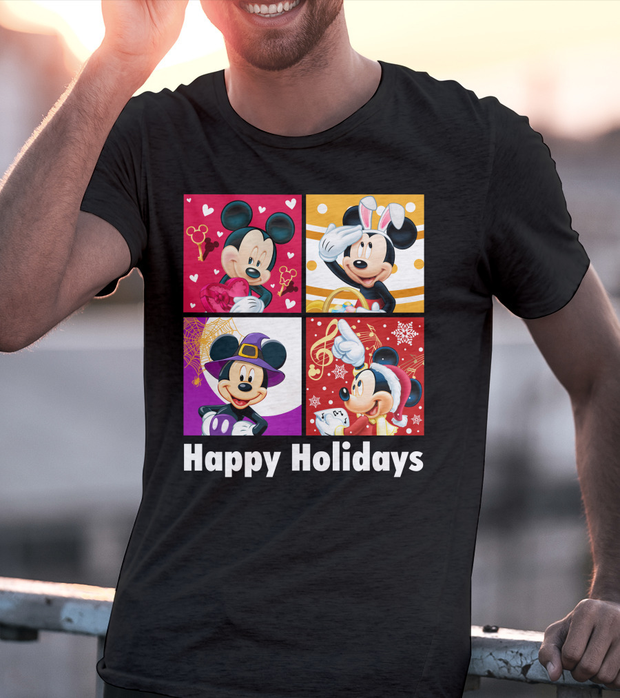 Happy Holidays Mickey Mouse Seasonal Quartet T-Shirt