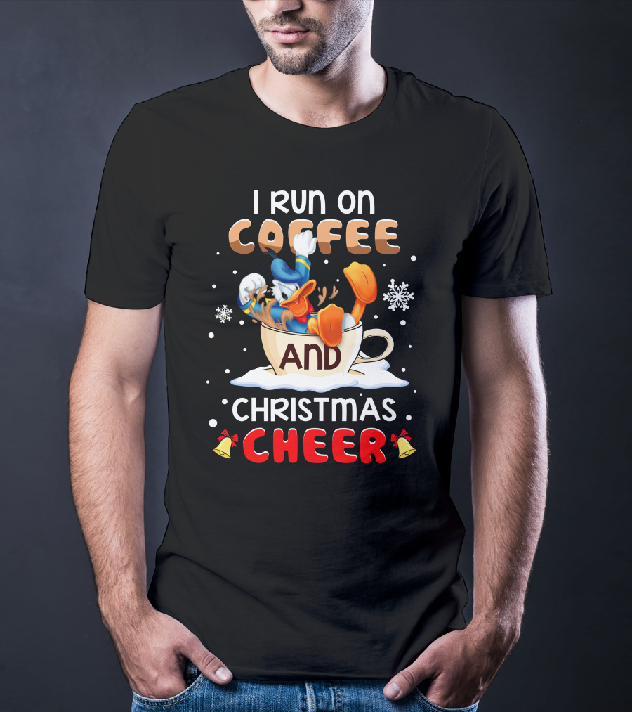 I Run On Coffee And Christmas Cheer Donald Duck T-Shirt