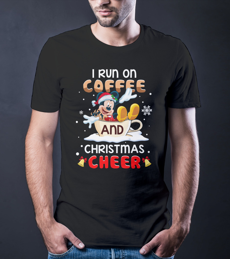 I Run On Coffee And Christmas Cheer Mickey T-Shirt