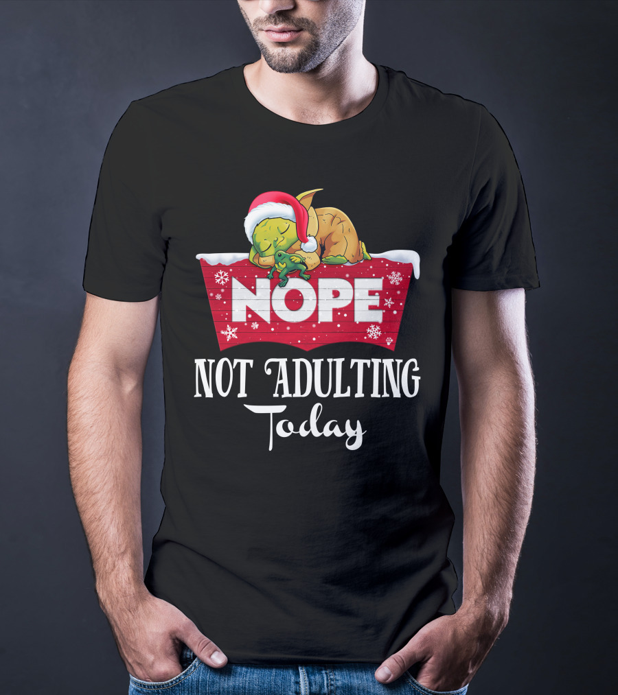 Yoda Nope Not Adulting Today Christmas Santa Hat T-Shirt