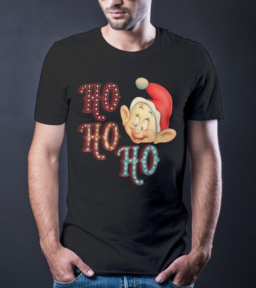 Ho Ho Ho Dopey Santa Hat Christmas Theme T-Shirt
