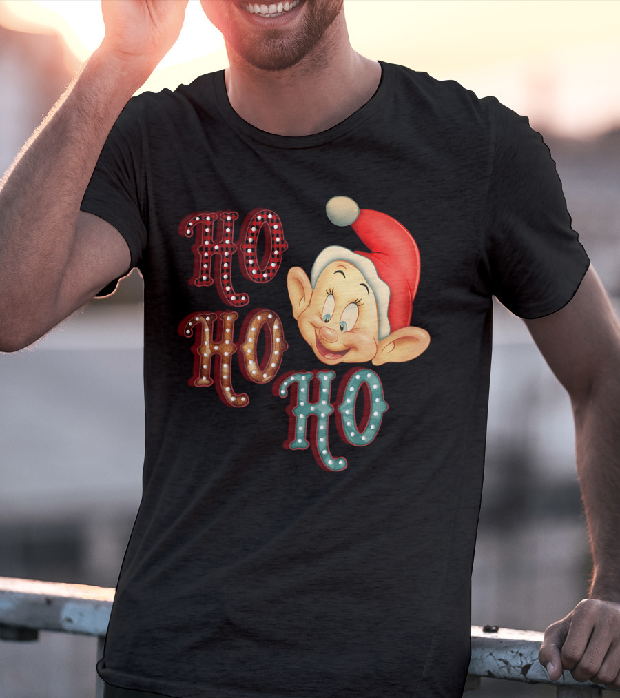Ho Ho Ho Dopey Santa Hat Christmas Theme T-Shirt