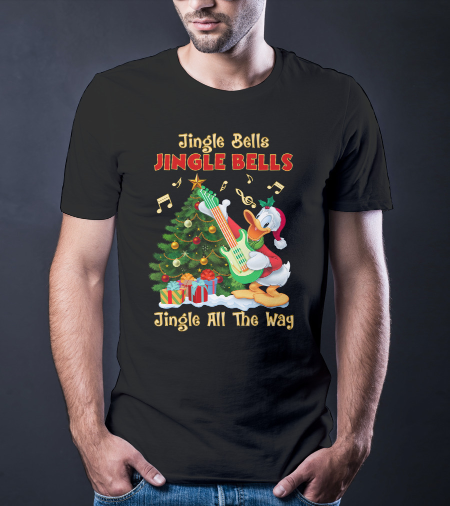Jingle Bells Jingle All The Way Christmas Tree Donald Playing Guitar T-Shirt