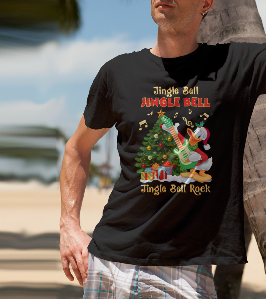 Jingle Bell Jingle Bell Jingle Bell Rock Donald Christmas Tree Guitar T-Shirt