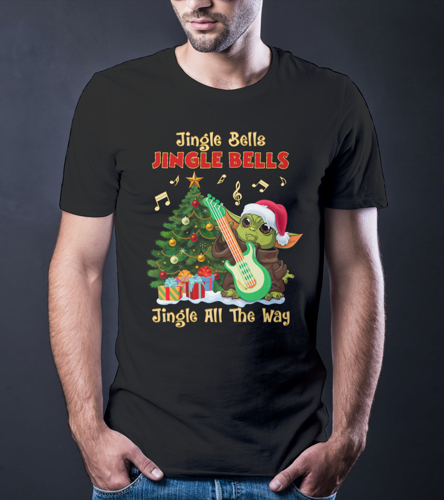 Jingle Bells Yoda Christmas Tree Guitar Jingle All The Way T-Shirt